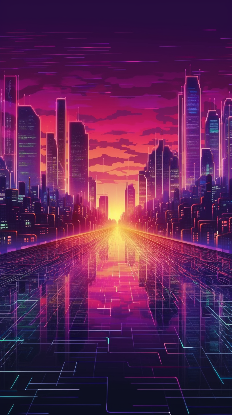 数字二进制城市景观生成艺术ai图片素材-灵图AI