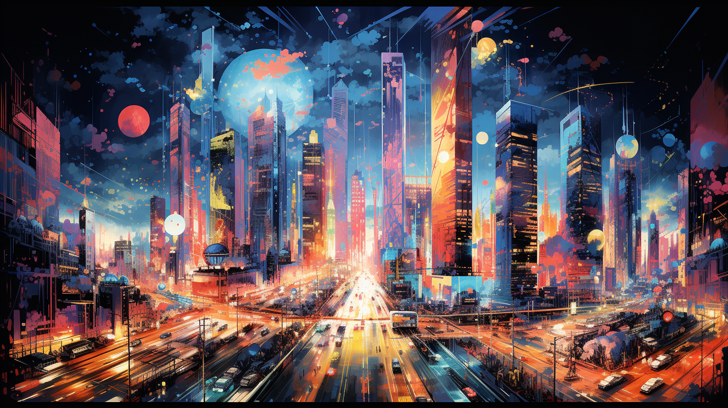 繁华都市夜景ai图片素材-灵图AI