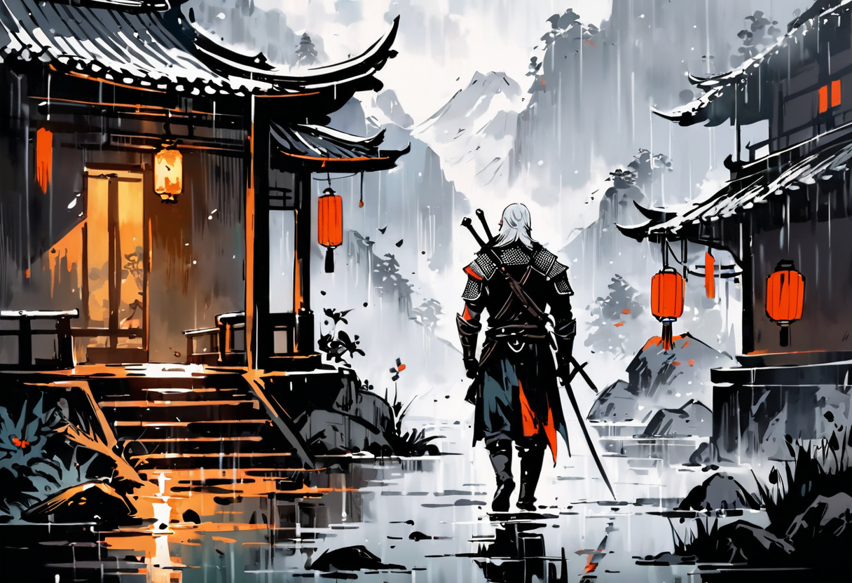 中国水墨画风格_ai素材描述关键词生成咒语-灵图AI素材