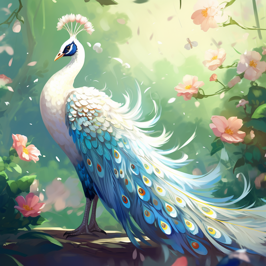 孔雀多彩鲜艳_ai素材描述关键词生成咒语-灵图AI素材