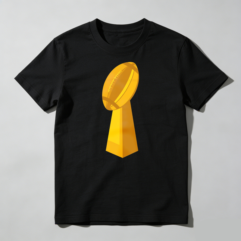 Golden Football Trophy Design On Black Shirt T Shirt