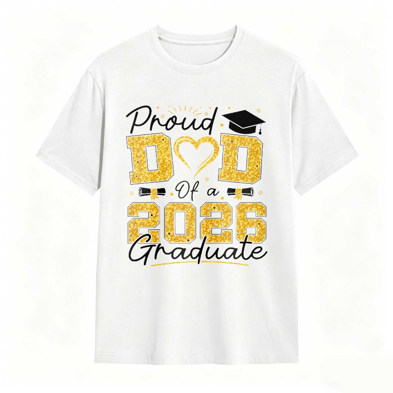 Dorawear™ Proud Dad Of A 2026 Graduate Graduation Cap Heart And Bow Tie Design Unisex Classic T-shirt