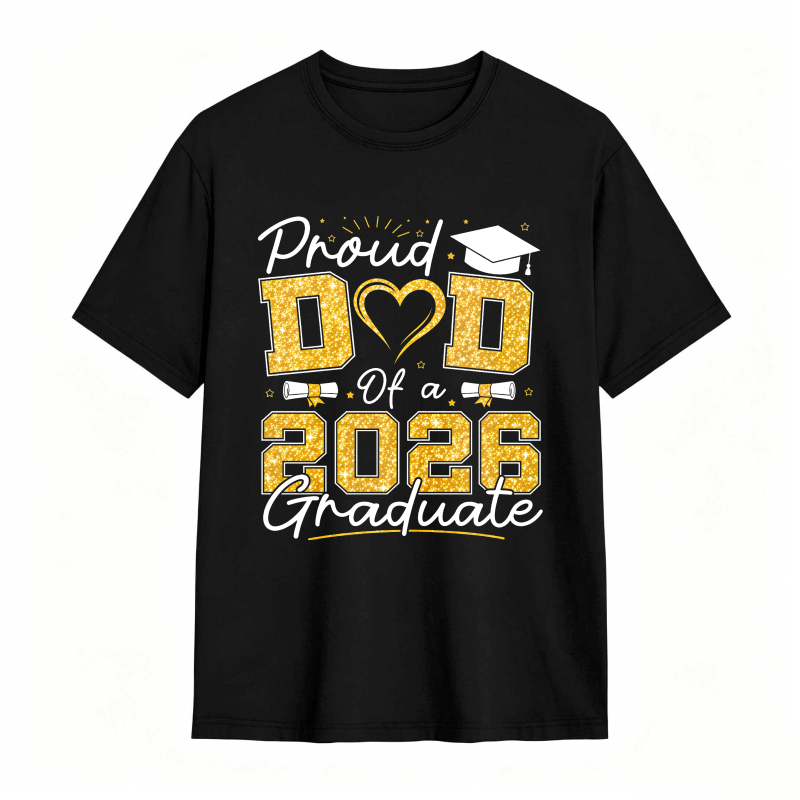 Dorawear™ Proud Dad Of A 2026 Graduate Graduation Cap Heart And Bow Tie Design Unisex Classic T-shirt