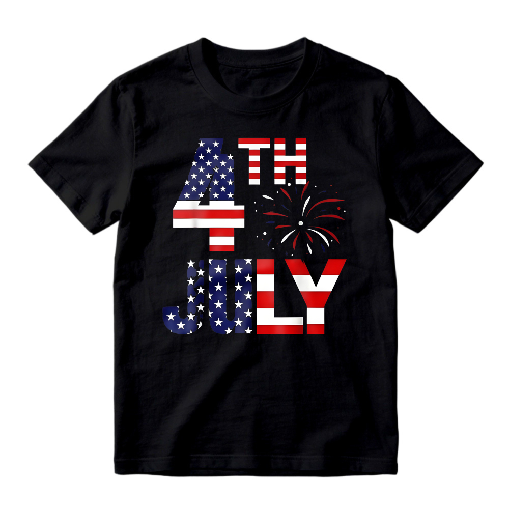 4th Of July American Flag Fireworks Design T-shirt