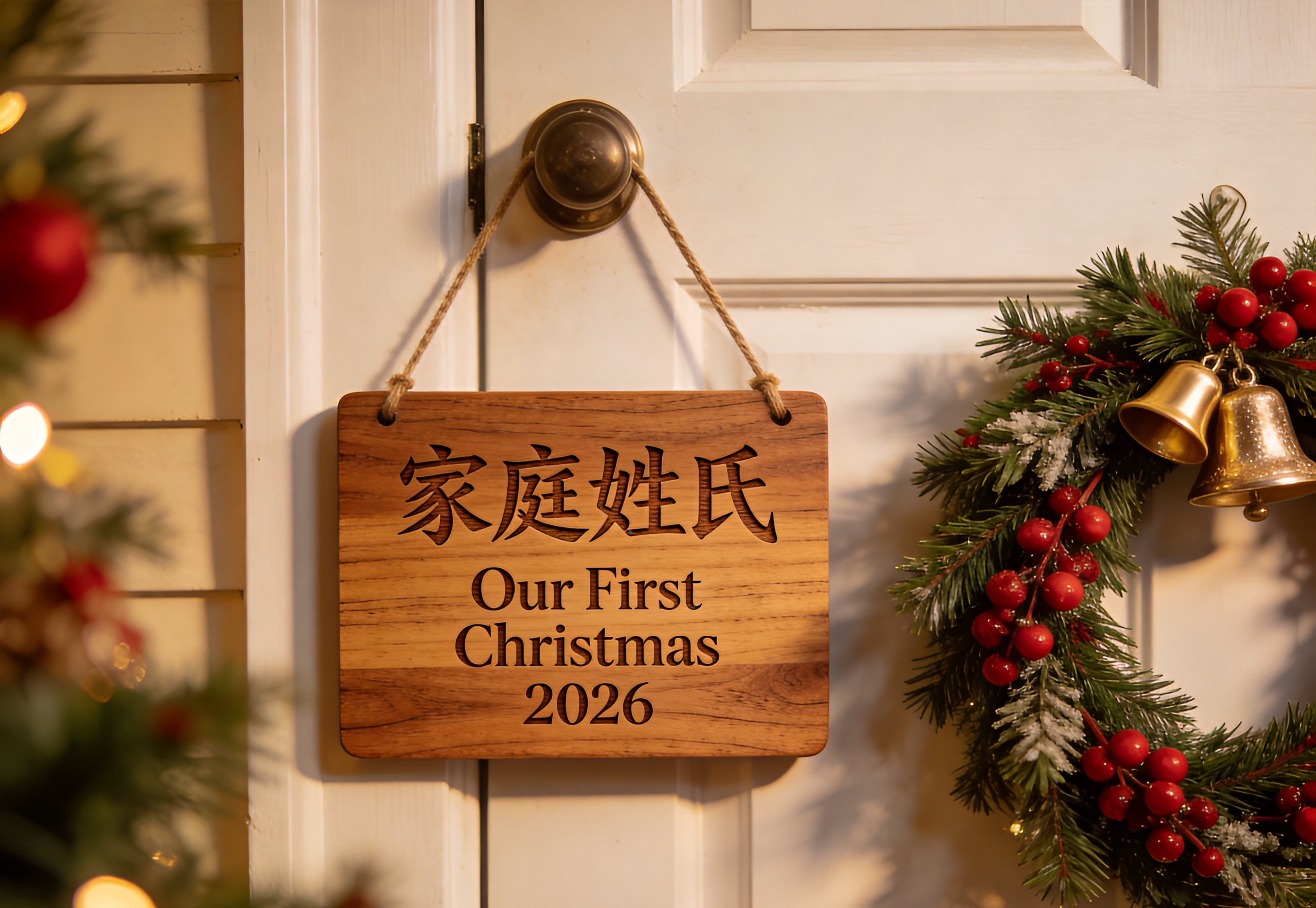 定制圣诞门牌：「Our First Christmas」纪念款