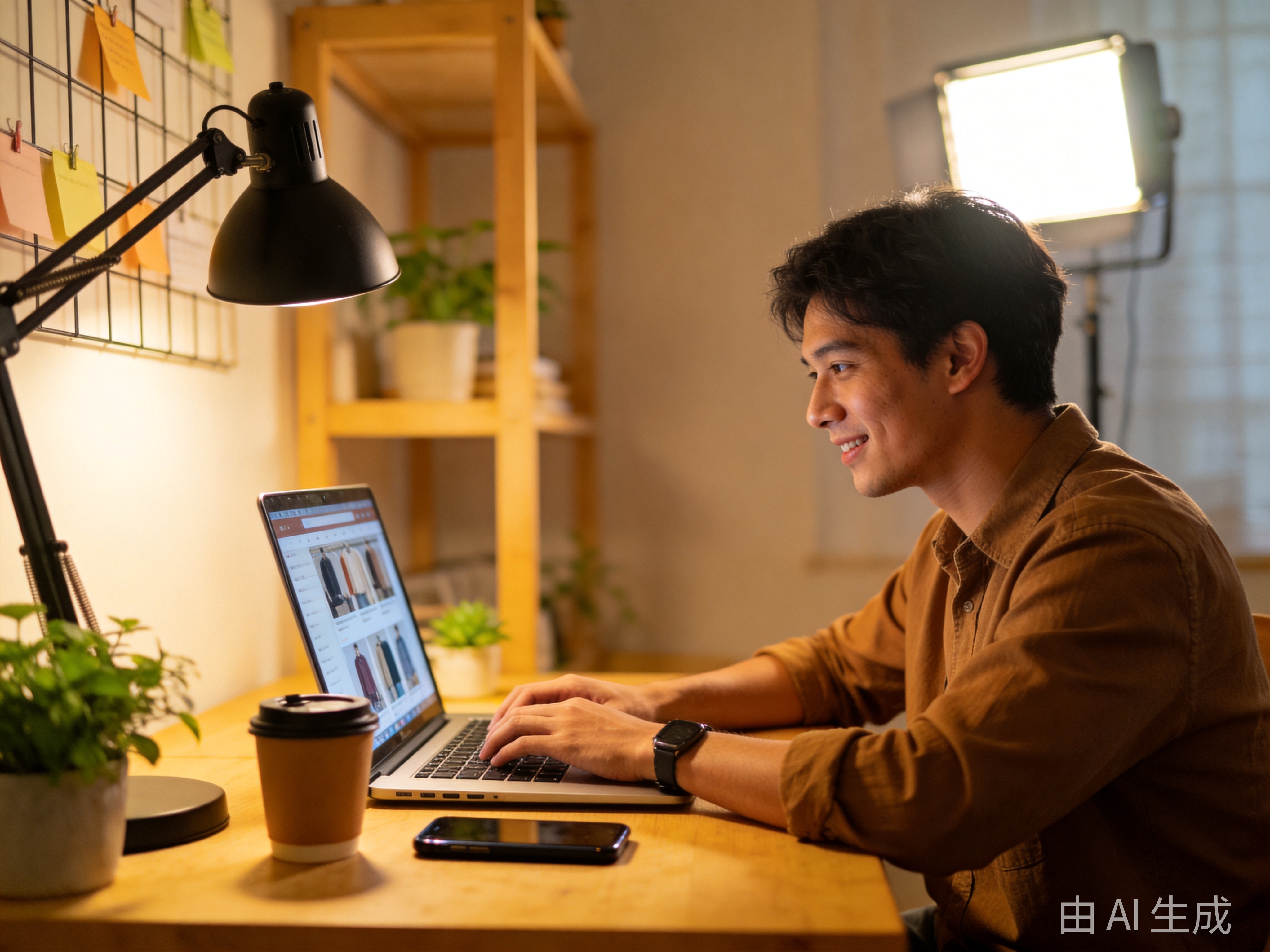 创作者在家中经营在线店铺
